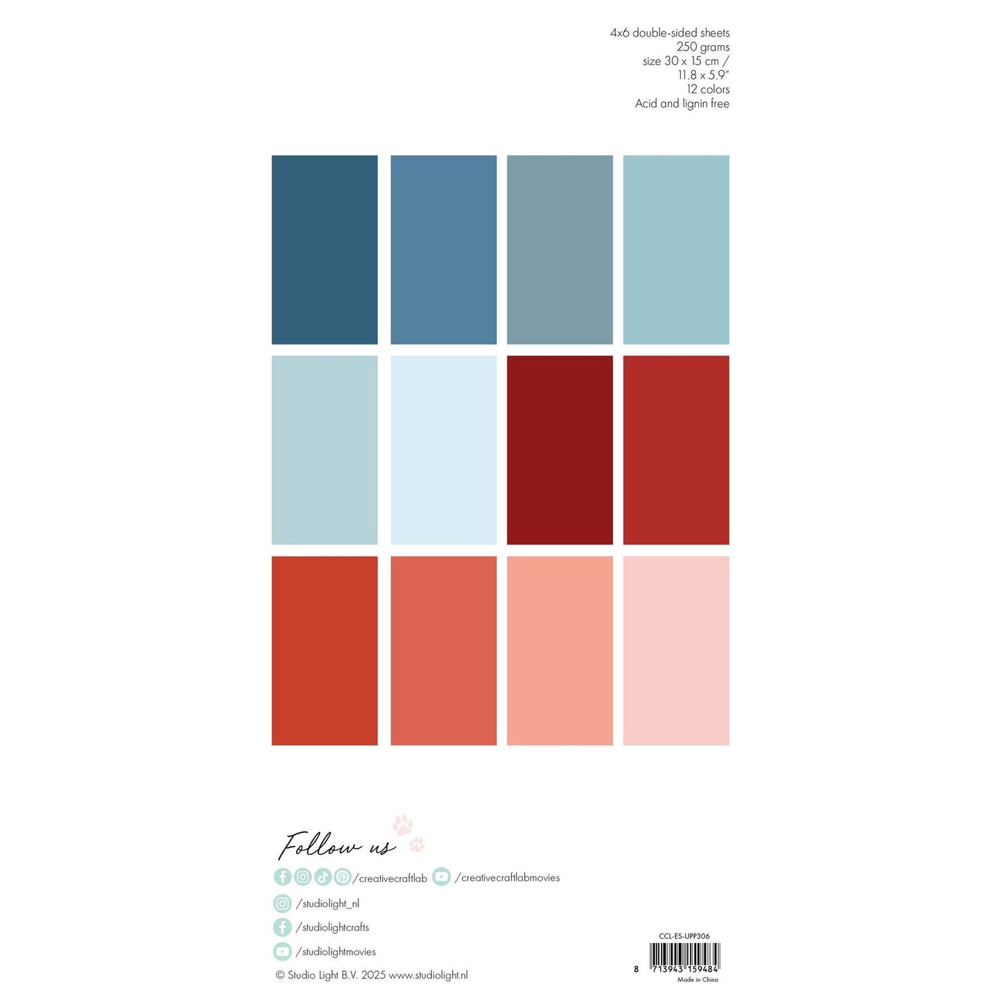 Creative craftlab • bloc de papier unicolor essentiel hiver