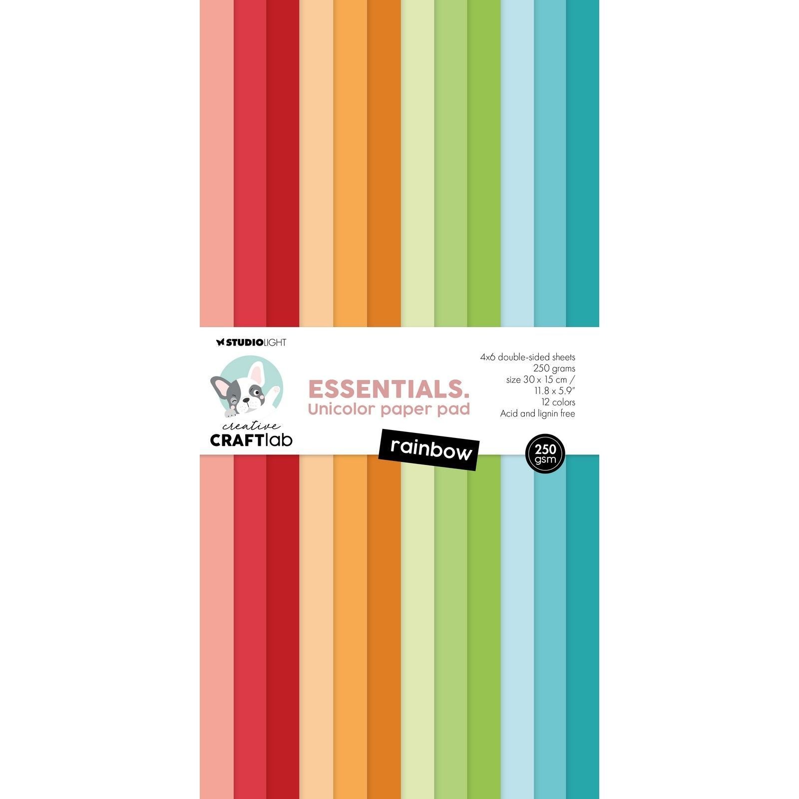 Creative craftlab • bloc de papier unicolor essentials arc-en-ciel