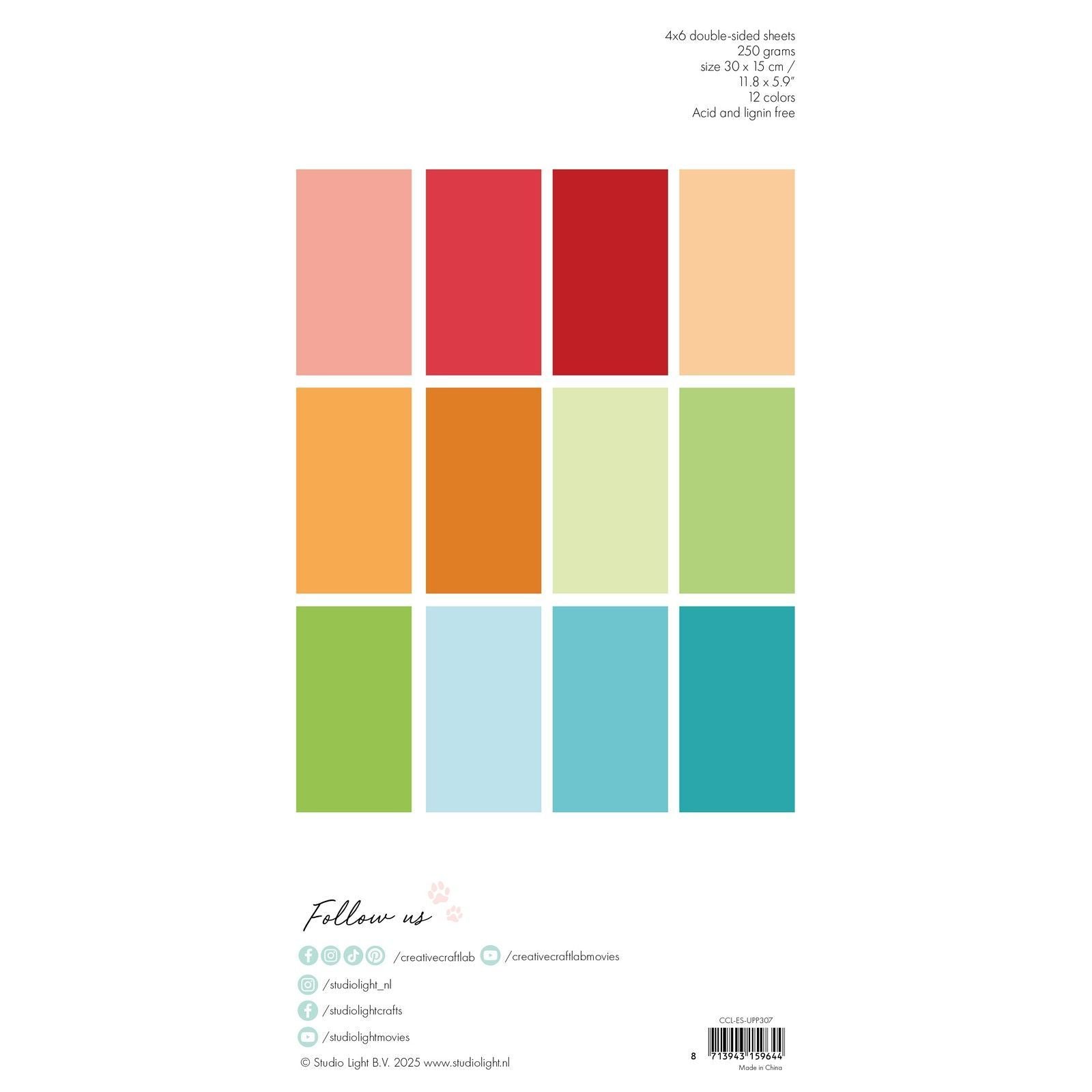 Creative craftlab • bloc de papier unicolor essentials arc-en-ciel