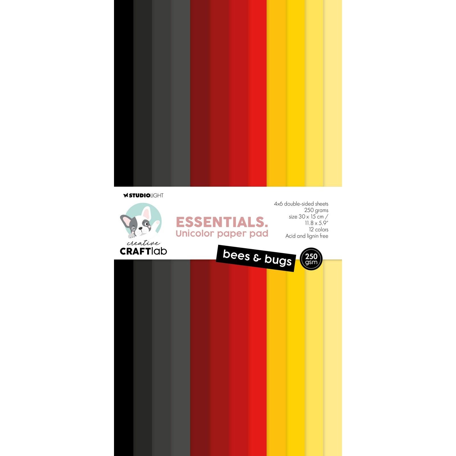 Creative Craftlab • Bloc de papier unicolore essentiel, insectes d'abeilles