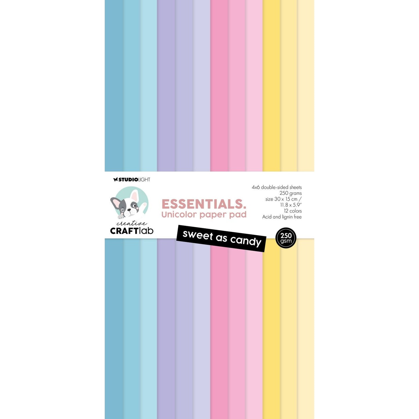 Creative craftlab • bloc de papier unicolor essentials, doux comme un bonbon