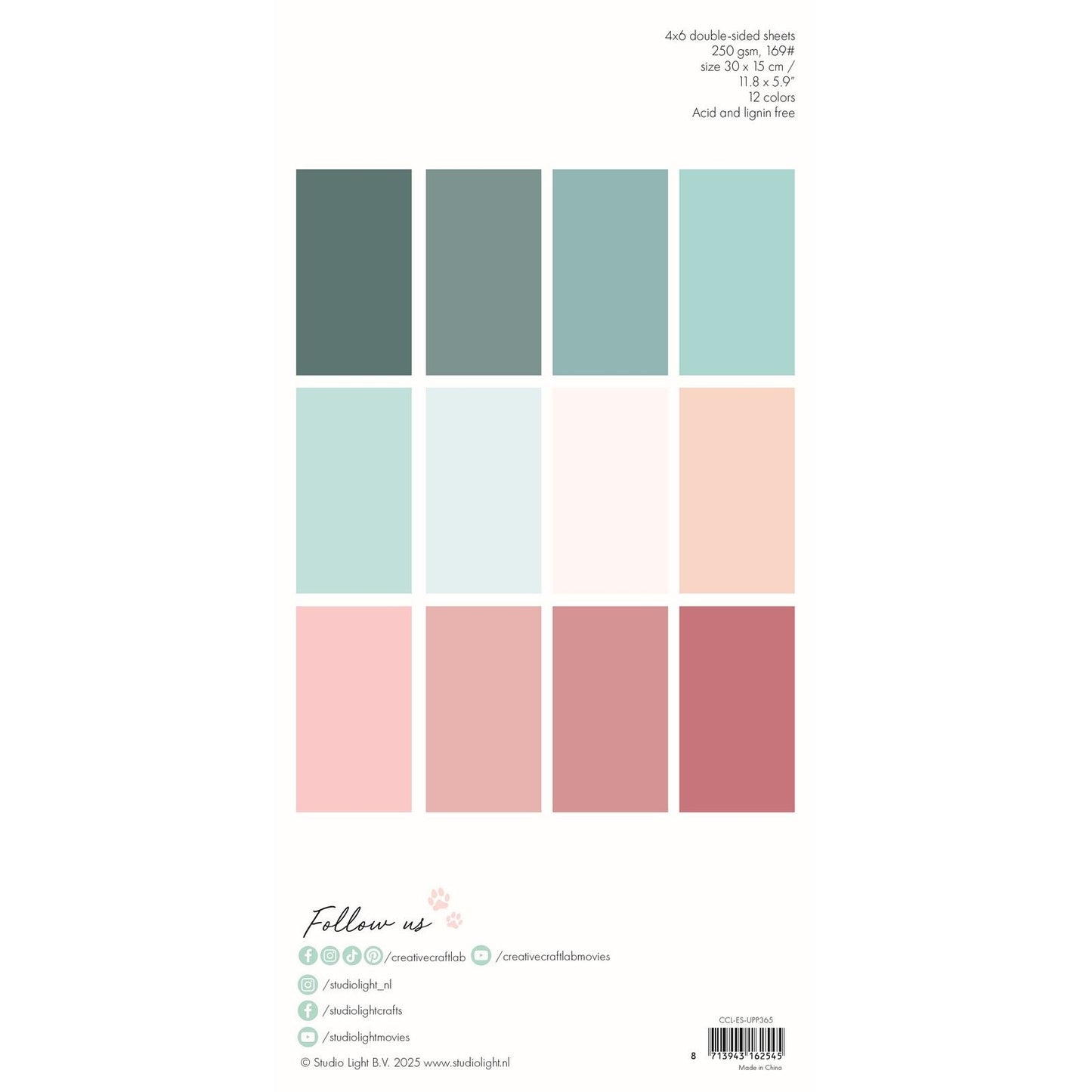 Creative craftlab • blocs de papier unicolore essentiels pastels d'hiver