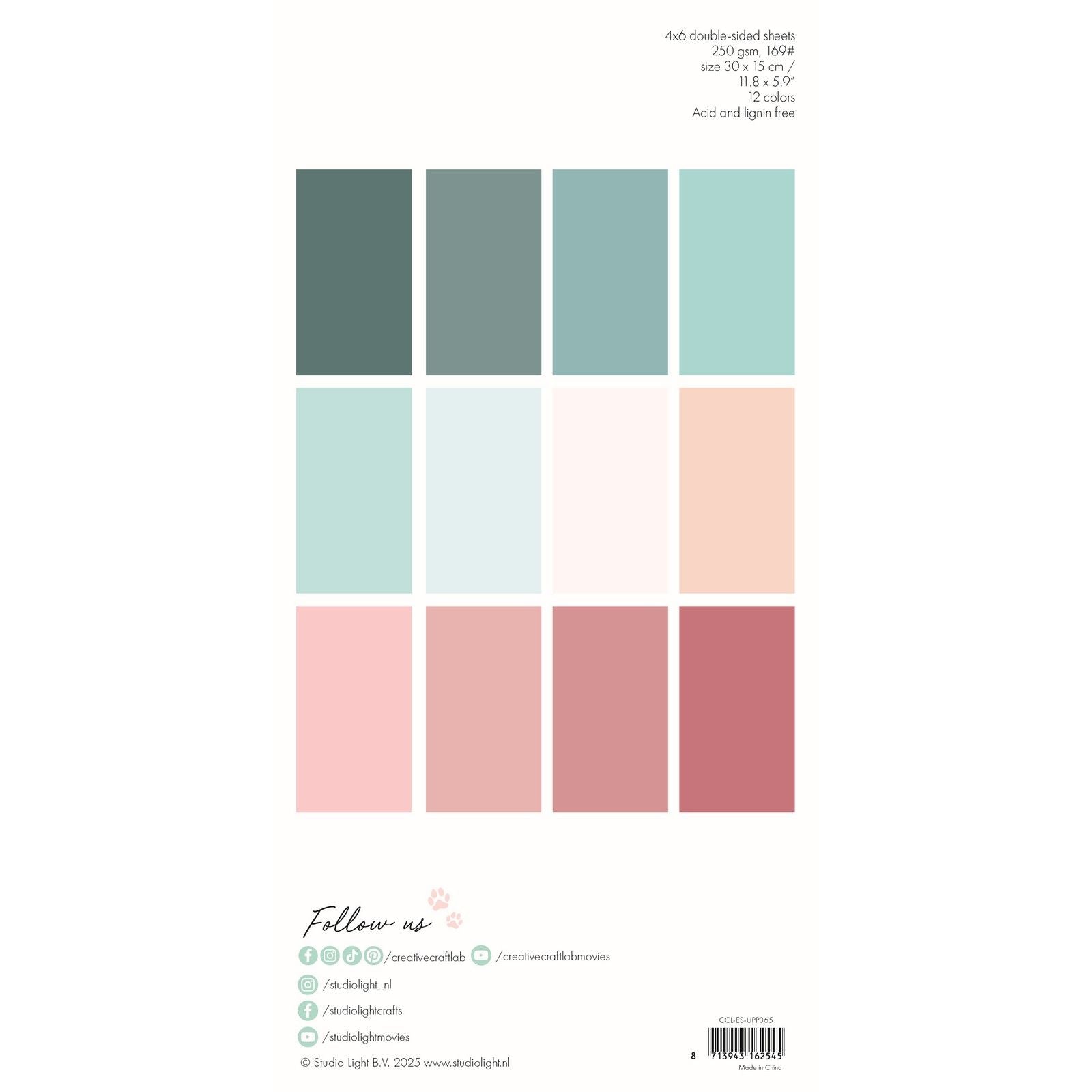 Creative craftlab • blocs de papier unicolore essentiels pastels d'hiver