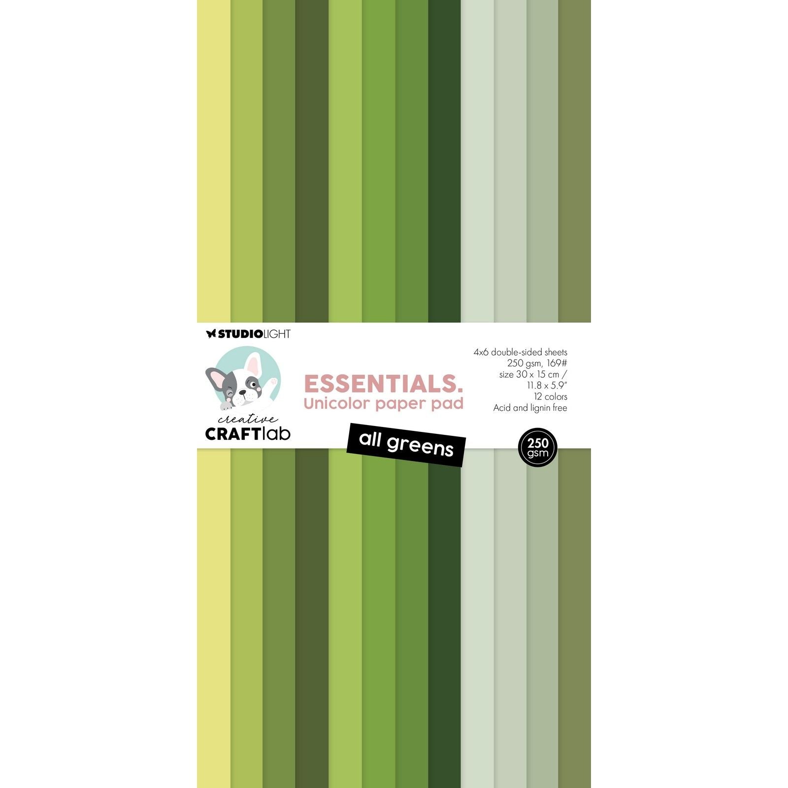 Creative craftlab • bloc de papier unicolor tous les essentiels verts