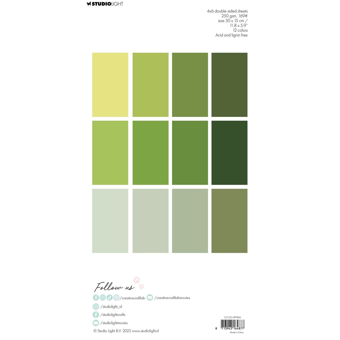 Creative craftlab • bloc de papier unicolor tous les essentiels verts