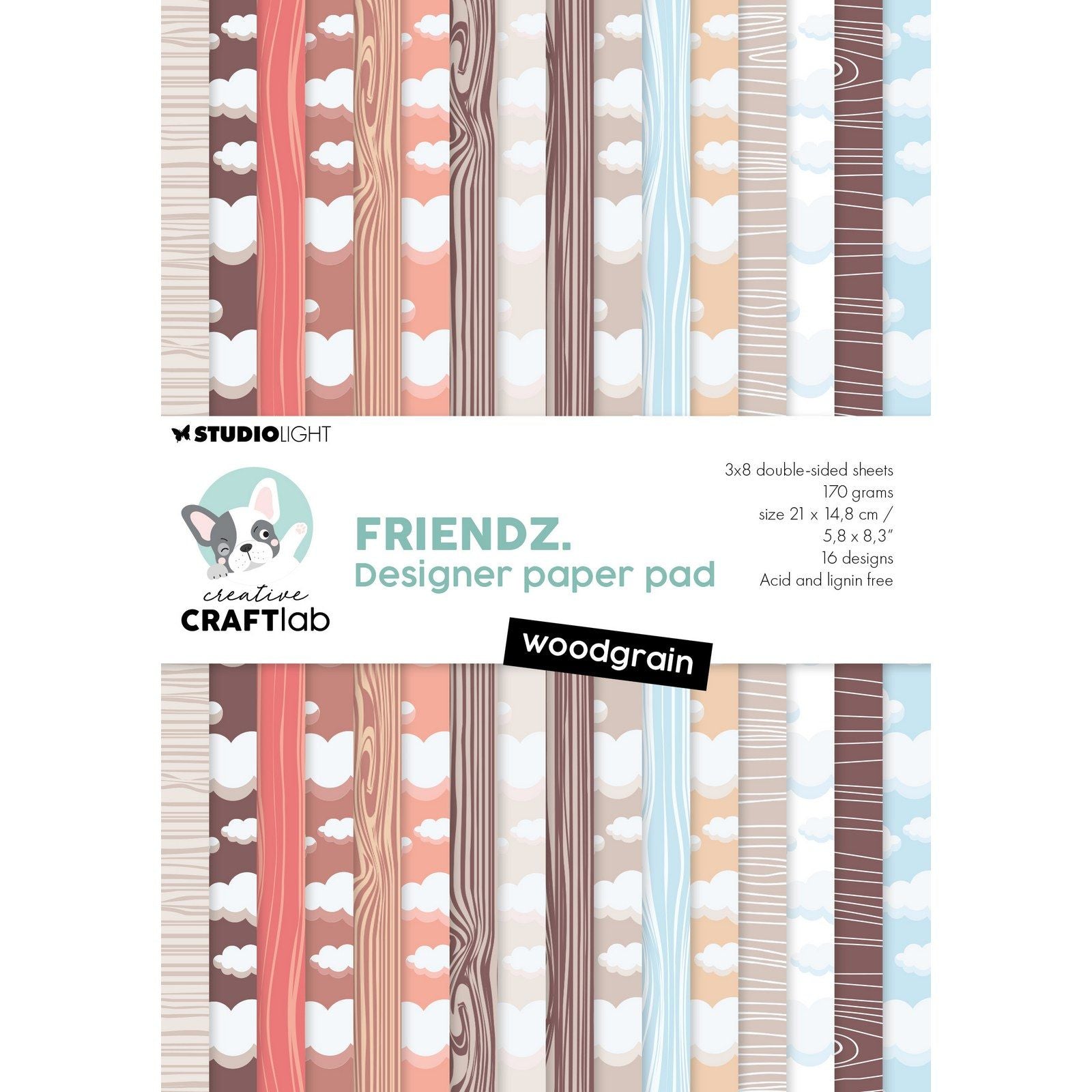 Creative craftlab • bloc de papier design friendlyz grain de bois