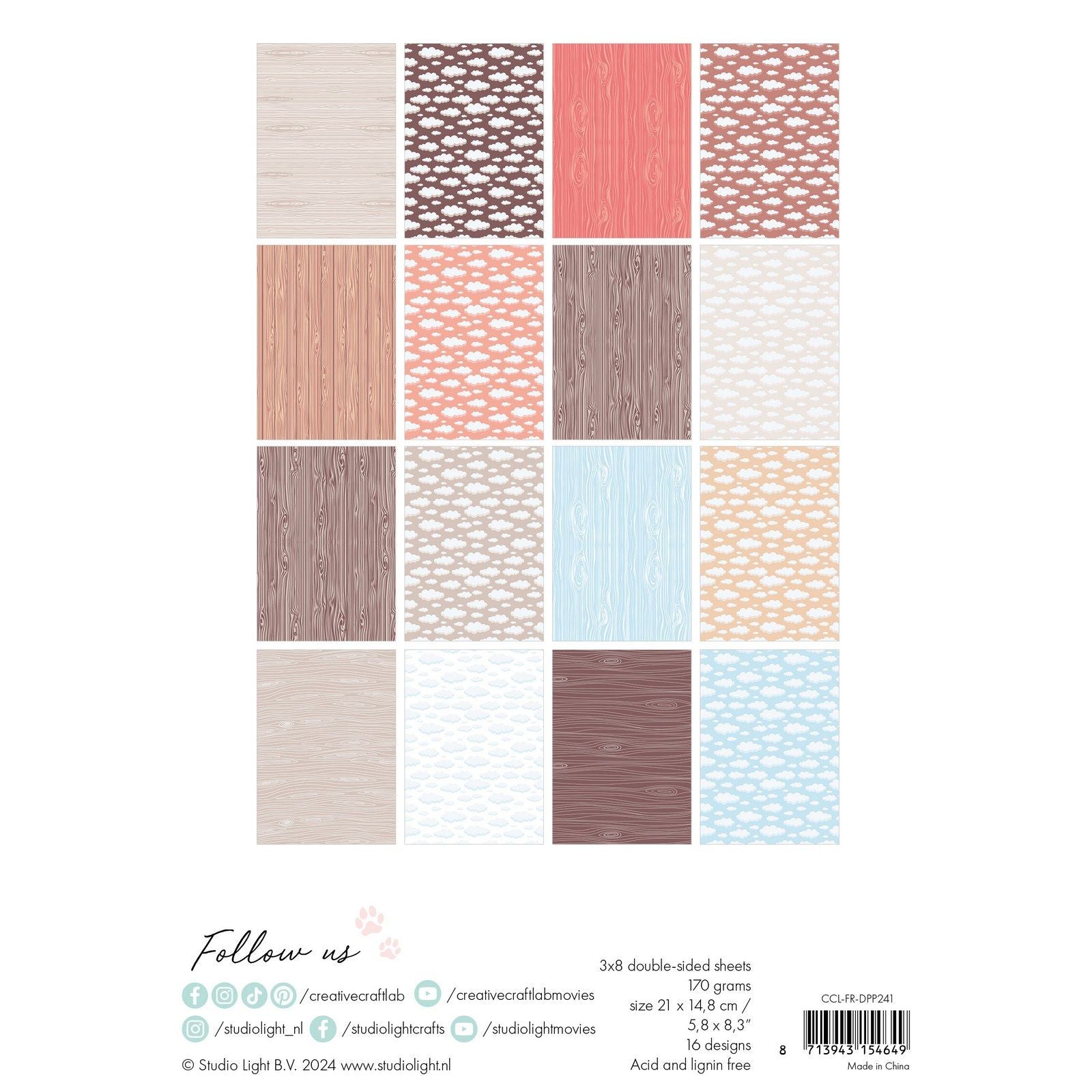 Creative craftlab • bloc de papier design friendlyz grain de bois