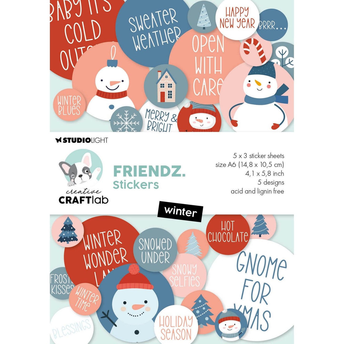 Creative Craftlab • Bloc de papier autocollant Friendsz hiver