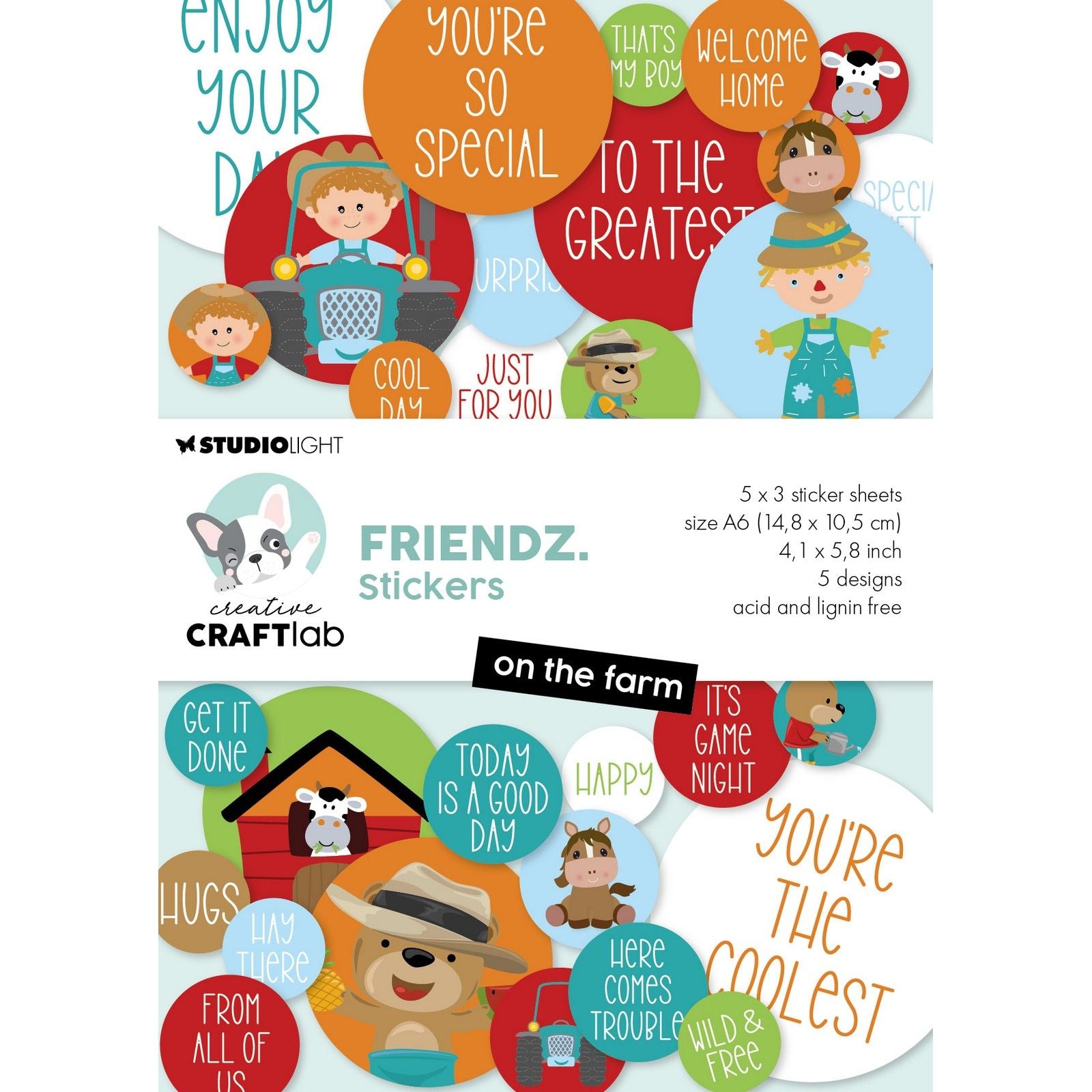 Creative Craftlab • Bloc de papier autocollant Friendsz à la ferme