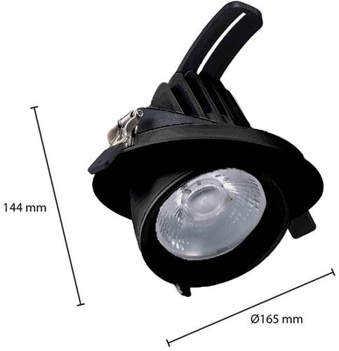 Downlighter LED Cct noir 30w modèle banane 45gr. tri blanc - led2385
