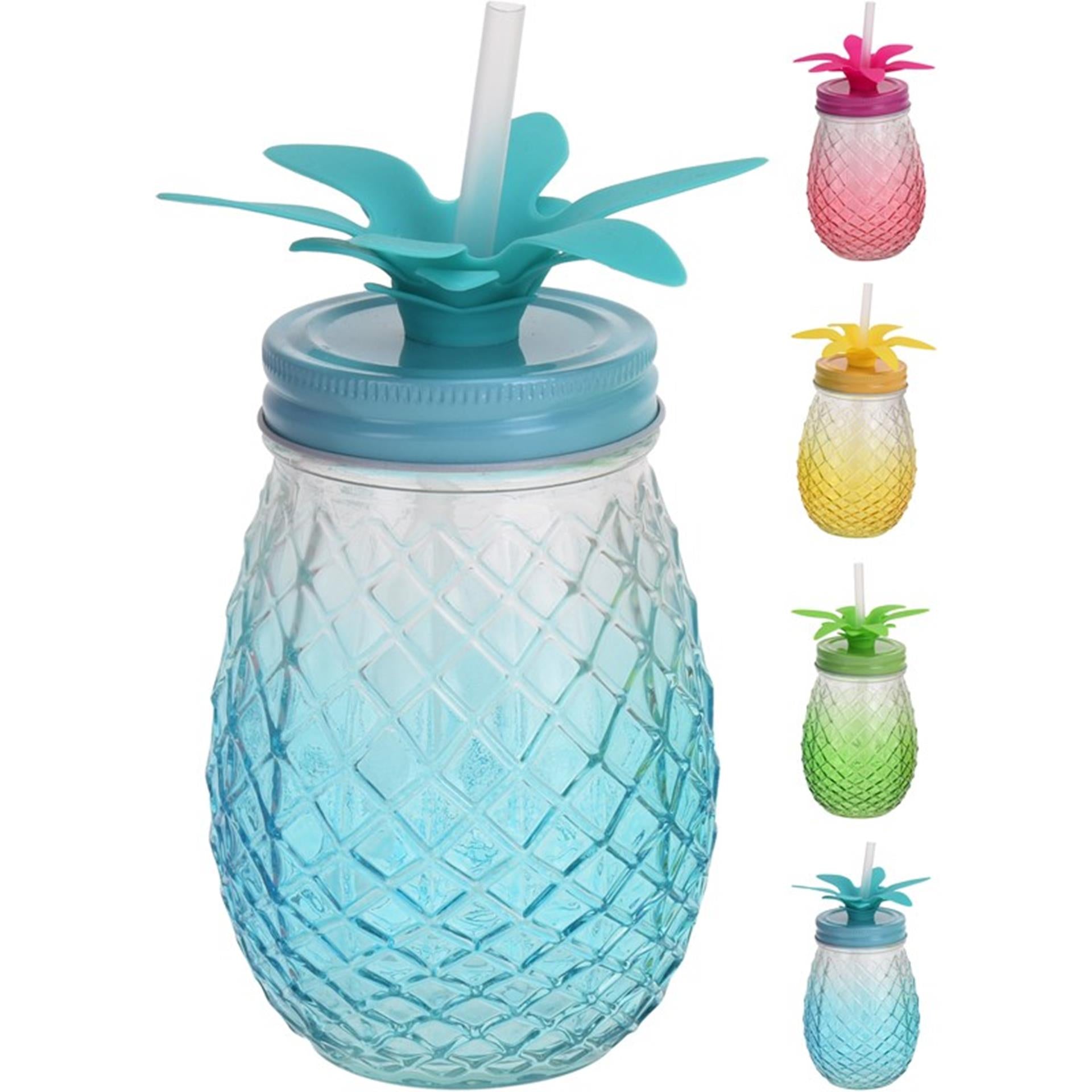 Verre à boire avec paille, excellent article ménager, 400ml, ananas
