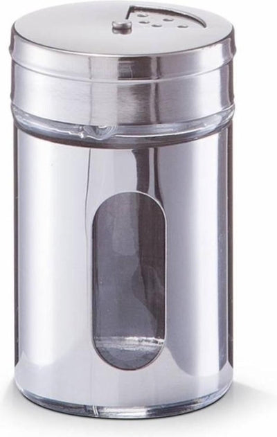 Excellent shaker à épices en verre et acier inoxydable ø5xh8cm