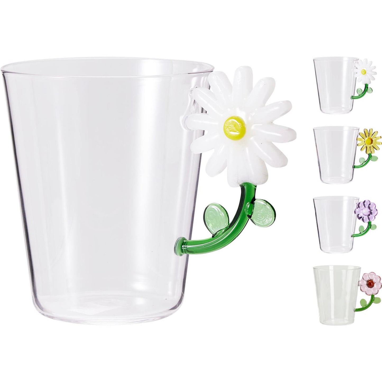 Verre à café-thé home style avec anse fleur 410ml