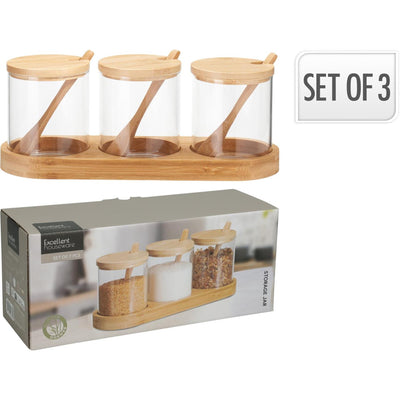 Ensemble de 3 pots de stockage en verre Excelent houseware