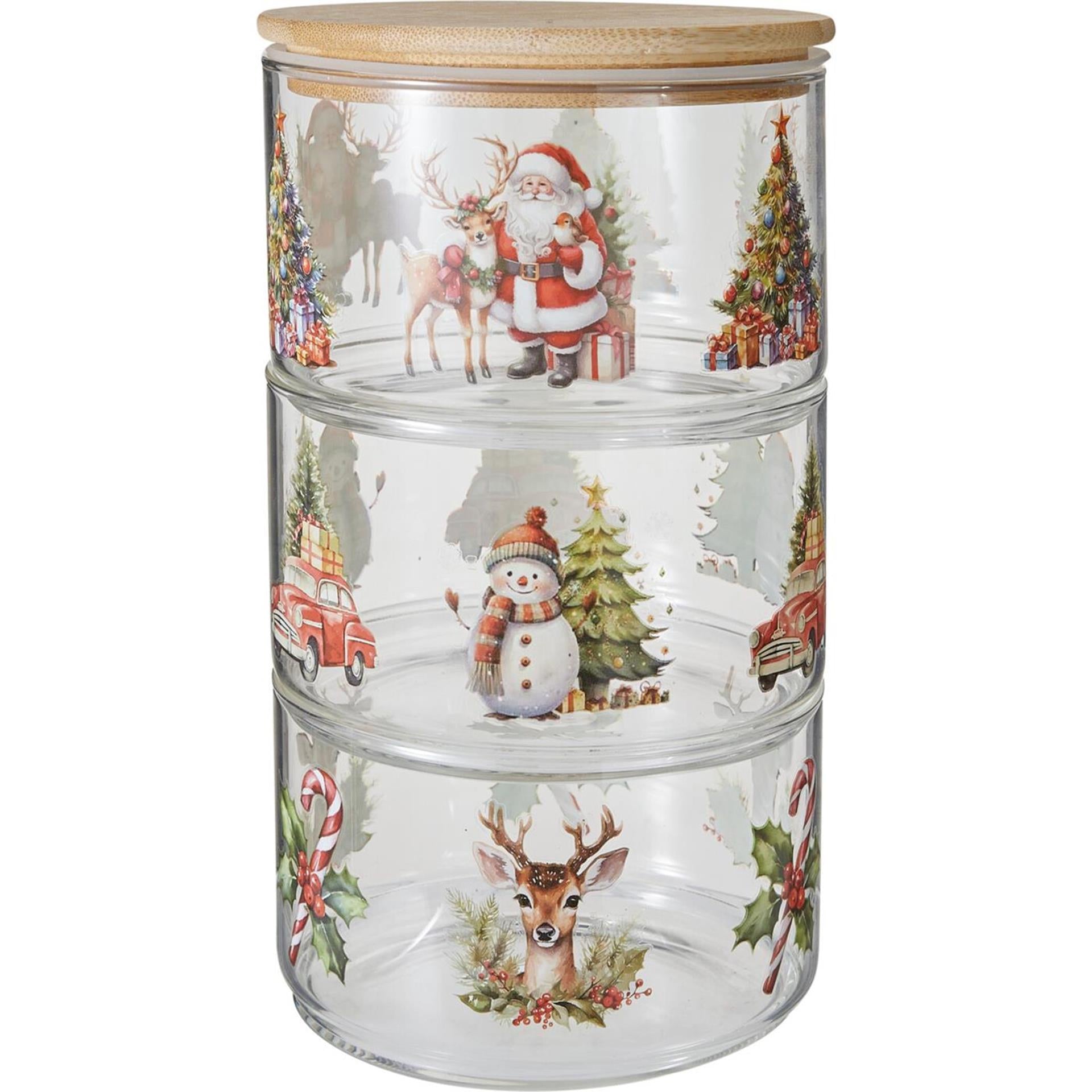 Pot de rangement de style maison en verre de Noël à 3 couches