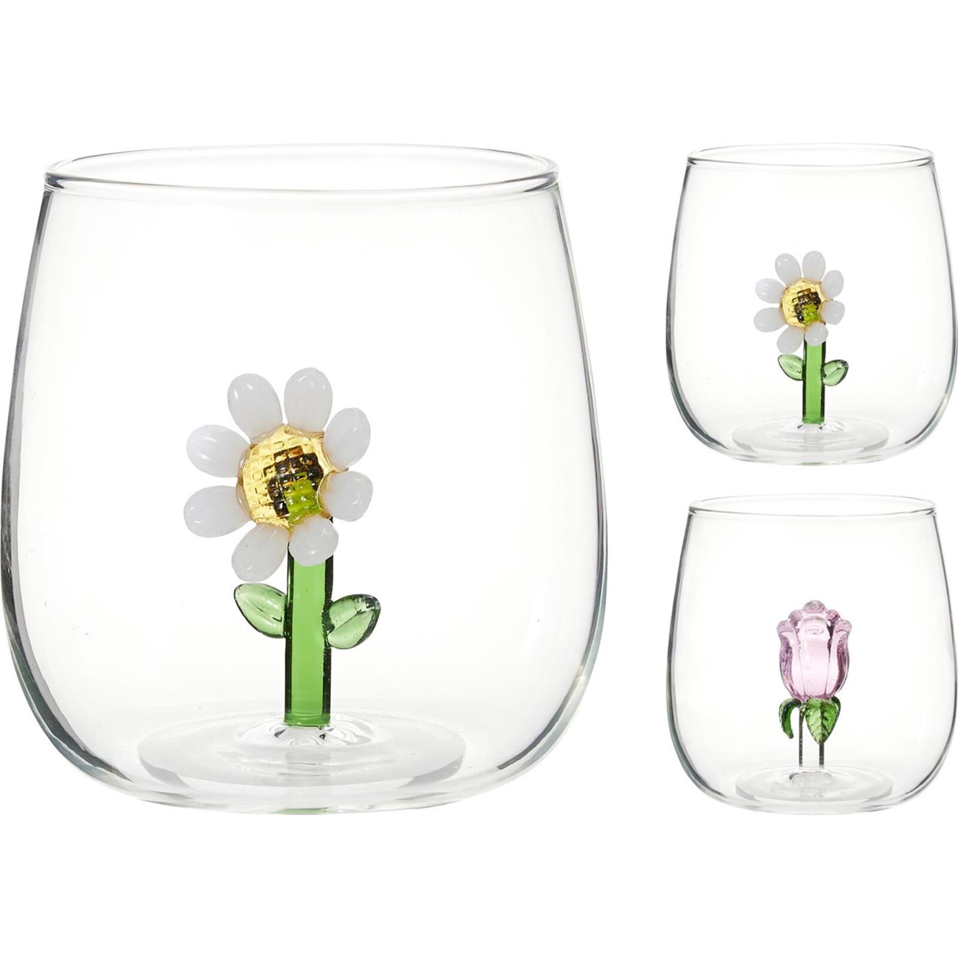 Verre à boire style maison avec décoration fleur