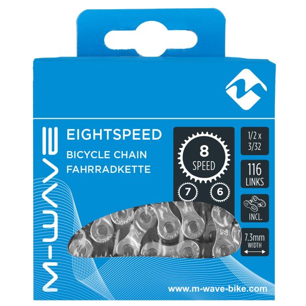 Chaîne M-Wave 1 2 x 3 32 pouces 116 maillons 6 7 8S argent