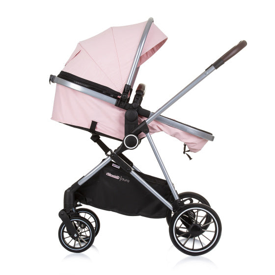 Chipolino Aura pliable 3-en-1 Pram avec sac à couches rose
