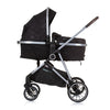 Chipolino Aura pliable 3-en-1 Pram avec sac à couches Obsidian noir argent