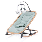 Chipolino Velvet pliable chaise à bascule avec mobile Aloe Wood Mintgroen Beige - afbeelding 1