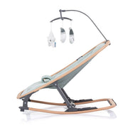 Chipolino Velvet pliable chaise à bascule avec mobile Aloe Wood Mintgroen Beige - afbeelding 2