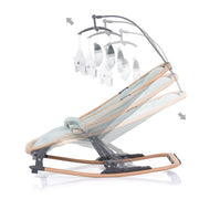 Chipolino Velvet pliable chaise à bascule avec mobile Aloe Wood Mintgroen Beige - afbeelding 3