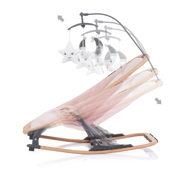 Chipolino Velvet pliable chaise à bascule avec eau de rose mobile en bois rose