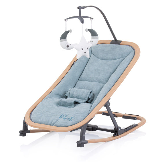 Chipolino Velvet pliable chaise à bascule avec bois de ciel mobile