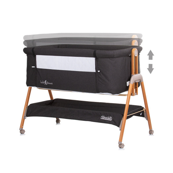 Chipolino Sweet Dreams Co-Sleeper avec le côté pliant en bois graphite en bois anthracite