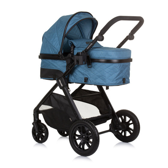 Chipolino harmonie pliable 3-en-1 Pram avec sac à couches jeans bleu noir
