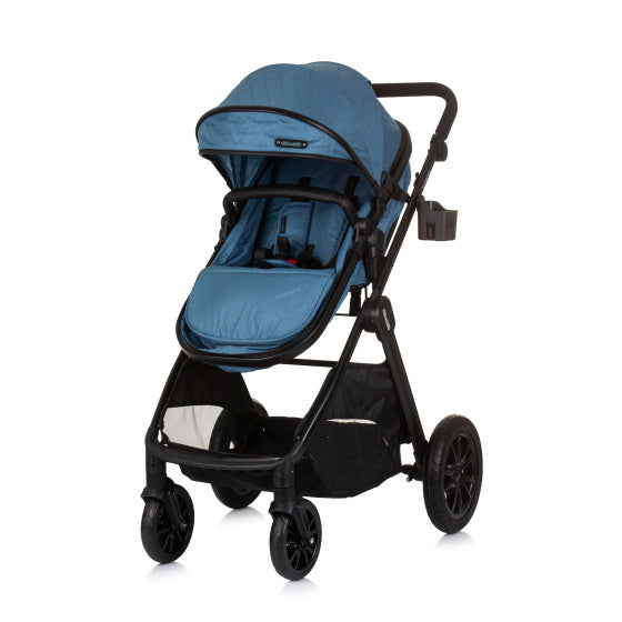 Chipolino harmonie pliable 3-en-1 Pram avec sac à couches jeans bleu noir