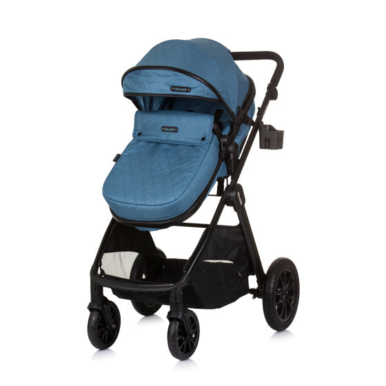 Chipolino harmonie pliable 3-en-1 Pram avec sac à couches jeans bleu noir
