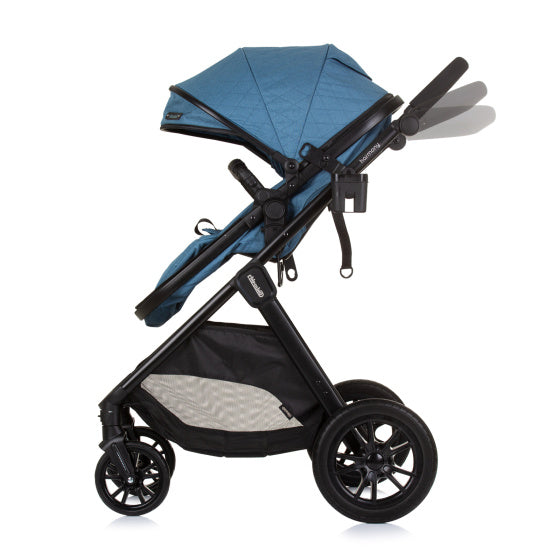 Chipolino harmonie pliable 3-en-1 Pram avec sac à couches jeans bleu noir