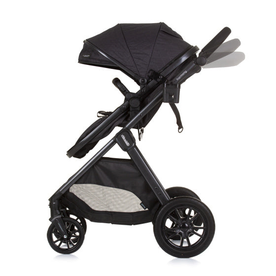 Chipolino harmonie pliable 3-en-1 Pram avec sac à couches en granit anthracite