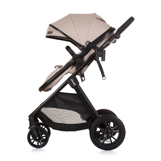 Chipolino harmonie pliable 3-en-1 Pram avec un sac à couches macadamia beige zwart