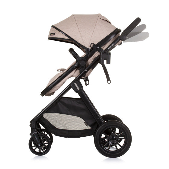 Chipolino harmonie pliable 3-en-1 Pram avec un sac à couches macadamia beige zwart