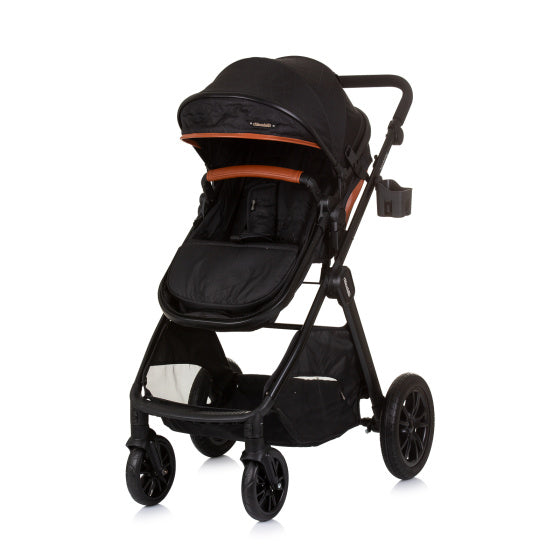 Chipolino harmonie pliable 3-en-1 Pram avec un sac à couches obsidien noir