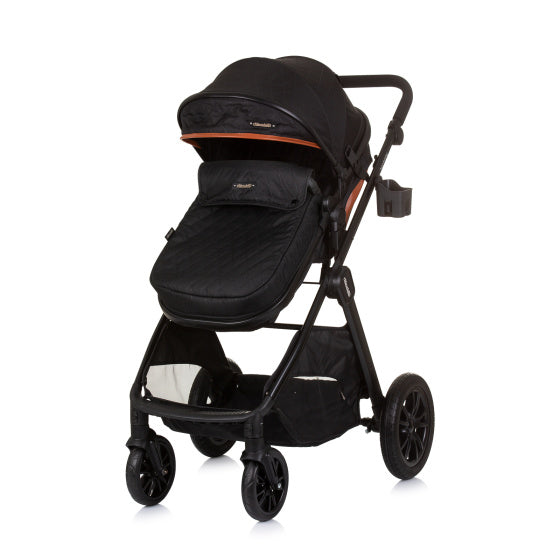 Chipolino harmonie pliable 3-en-1 Pram avec un sac à couches obsidien noir