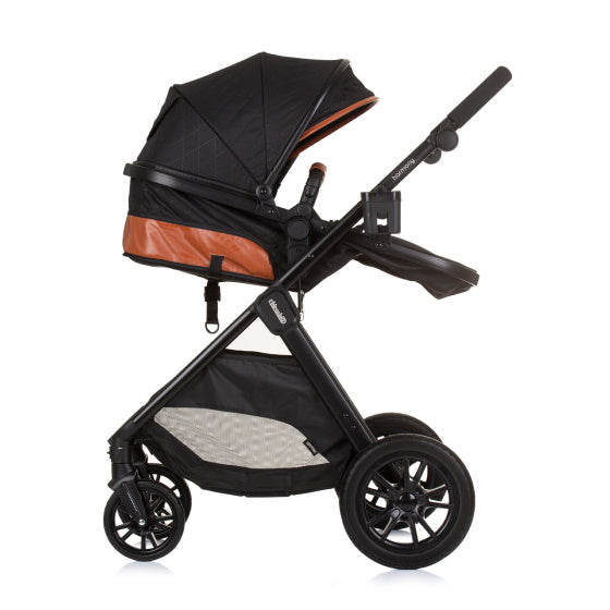 Chipolino harmonie pliable 3-en-1 Pram avec un sac à couches obsidien noir