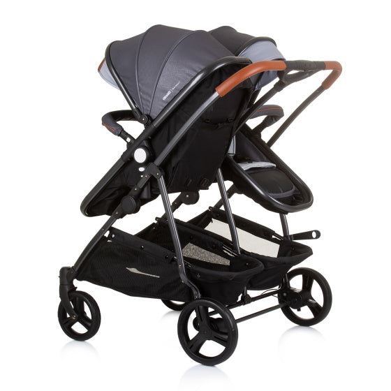 Chipolino Duo pliable Pram pour 2 argent gris noir