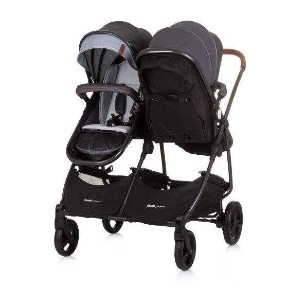 Chipolino Duo pliable Pram pour 2 argent gris noir