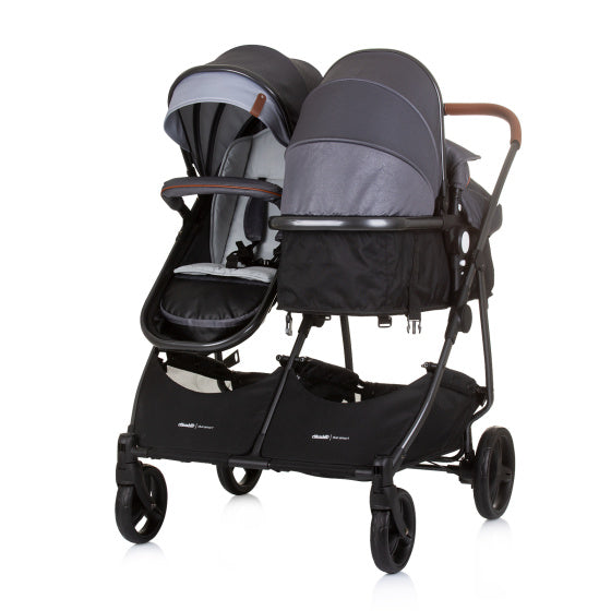 Chipolino Duo pliable Pram pour 2 argent gris noir