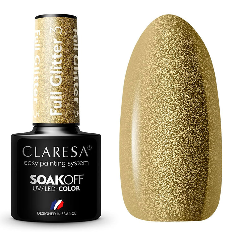 Claresa Claresa UV a conduit Gellak 5ml Full Glitter 3 Gold