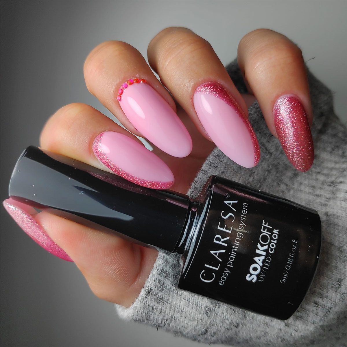 Claresa UV LED Gellak 5ml Full Glitter 5 Rose chaud