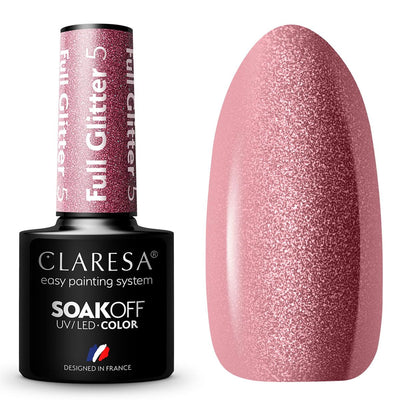 Claresa UV LED Gellak 5ml Full Glitter 5 Rose chaud