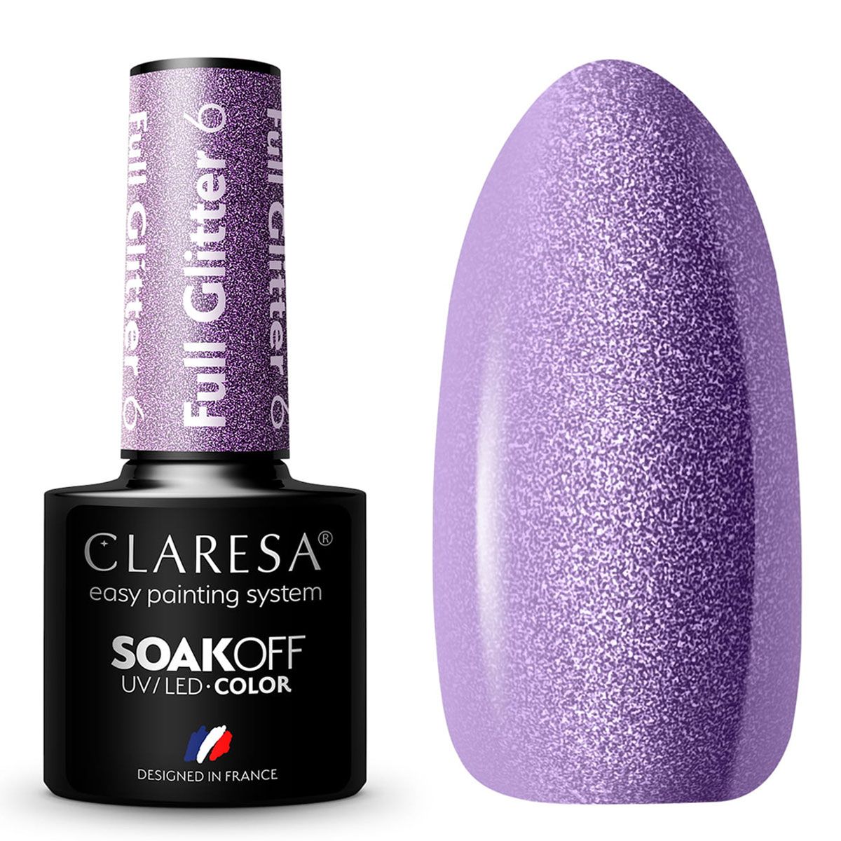 Claresa Claresa UV LED GELLAK 5ml Full Glitter 6 Purple