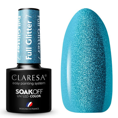 Claresa Claresa UV LED GELLAK 5ml Full Glitter 7 Bleu