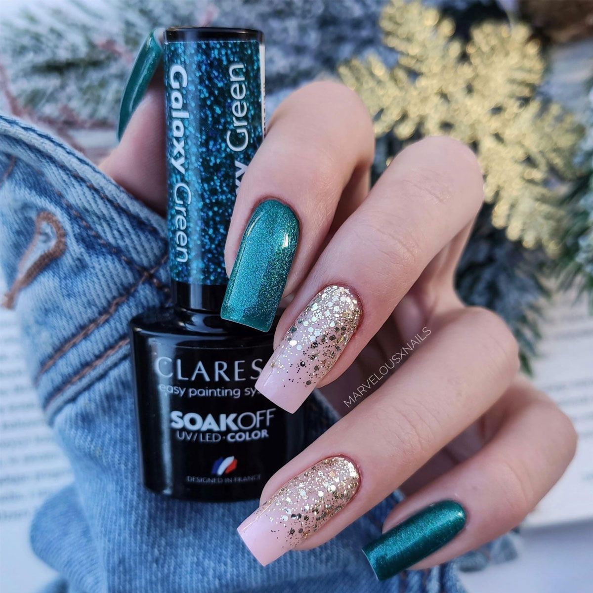 Claresa Claresa UV a conduit Gellak 5ml Galaxy Green