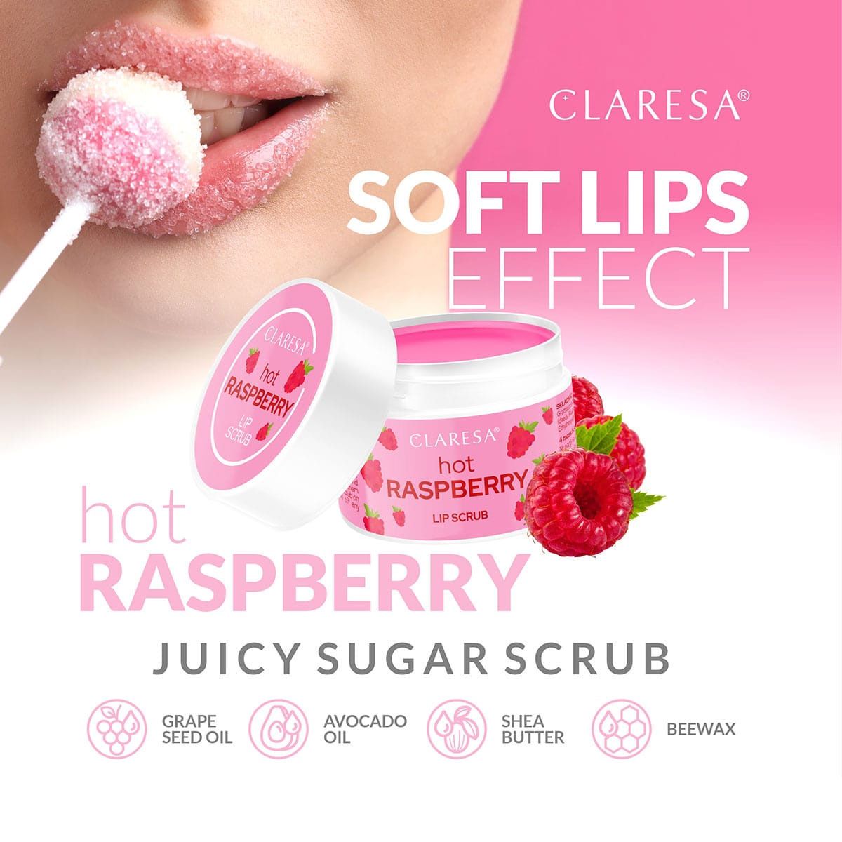 Claresa Claresa Lip Scrub Raspberry Hot Raspberry 15gr.