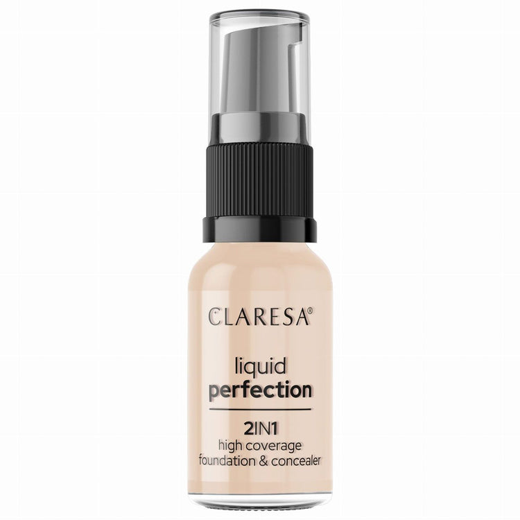 Claresa Claresa Liquid Perfection 2-en-1 Conceller et fondation 102 Médium chaud 18gr.